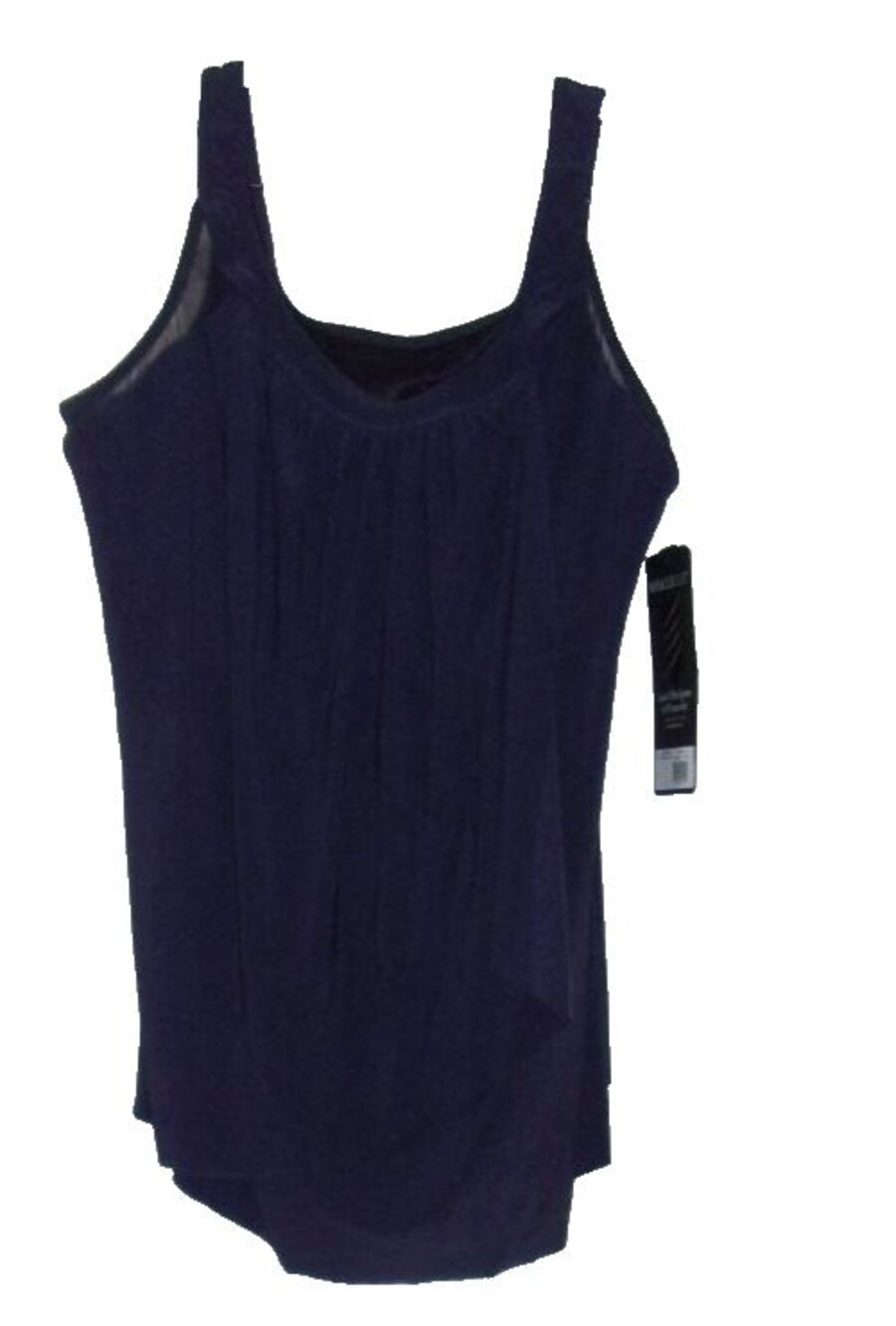 Miraclesuit Ursula Tankini Top Sz. 22W Lagenlook Midnight Blue Built in Bra New